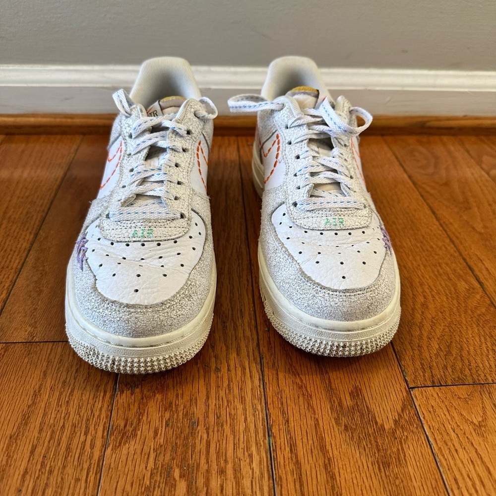 Nike Air Force 1 Sneakers - White with Orange swoosh